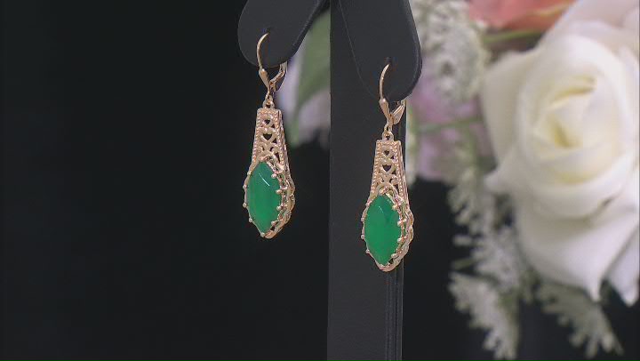 Green Onyx 18k Yellow Gold Over Sterling Silver Earrings Video Thumbnail