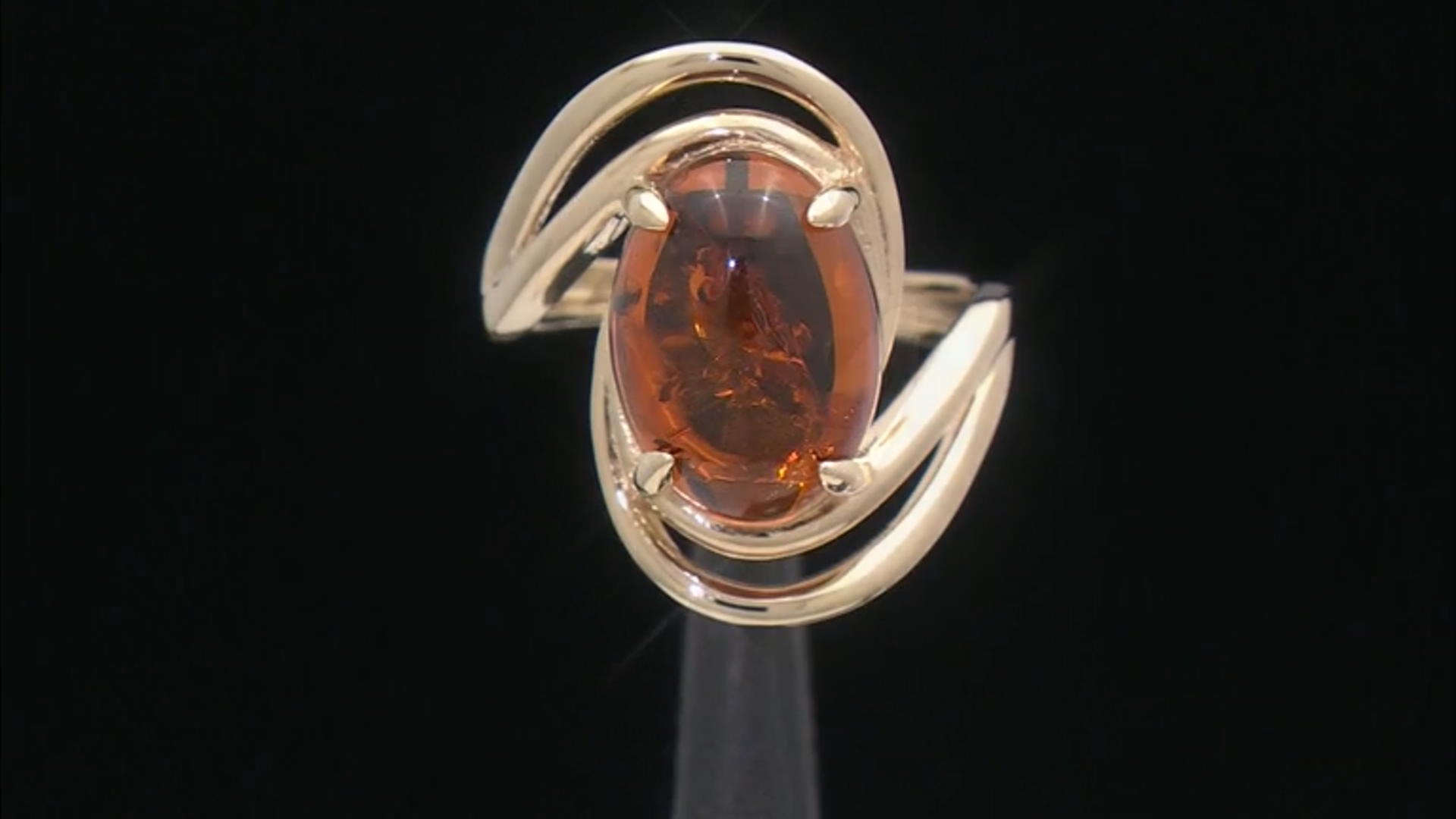 Amber 18k Yellow Gold Over Sterling Silver Ring Video Thumbnail