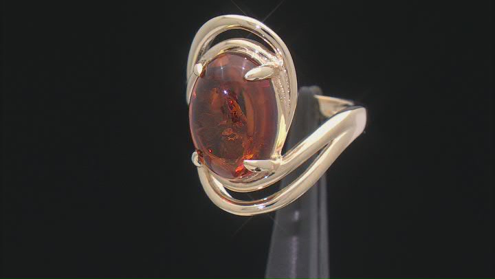 Amber 18k Yellow Gold Over Sterling Silver Ring Video Thumbnail