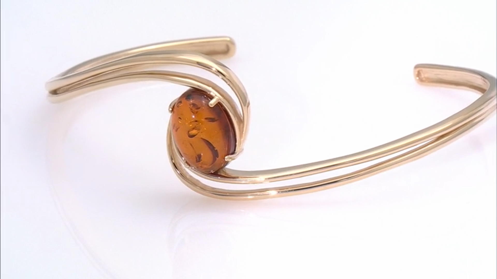 Amber 18k Yellow Gold Over Sterling Silver Bangle Video Thumbnail