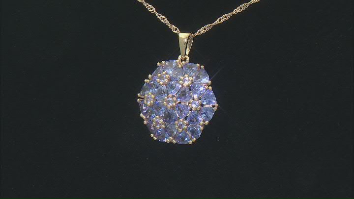 Tanzanite 18k Yellow Gold Over Sterling Silver Pendant With Chain 5.34ctw Video Thumbnail