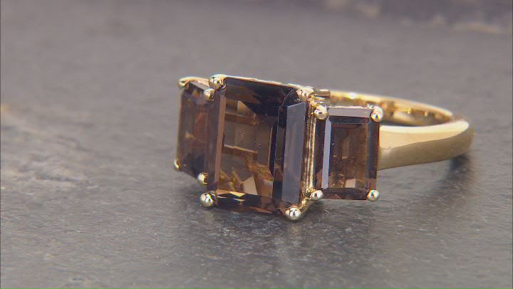 Smoky Quartz 18k Yellow Gold Over Sterling Silver Ring 4.30ctw Video Thumbnail