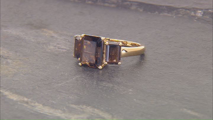 Smoky Quartz 18k Yellow Gold Over Sterling Silver Ring 4.30ctw Video Thumbnail