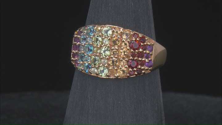 Multi Gemstone 18k Yellow Gold Over Sterling Silver Ring 1.79ctw Video Thumbnail