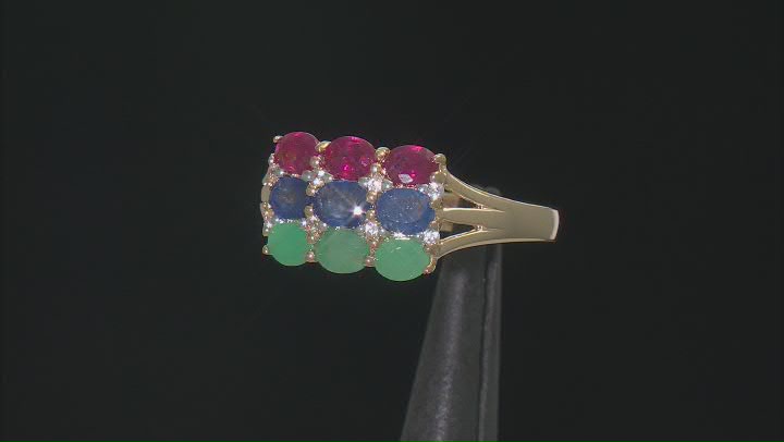 Mahaleo(R)Ruby, Mahaleo(R)Sapphire, Emerald & White Zircon 18k Yellow Gold Over Silver Ring 1.92ctw Video Thumbnail