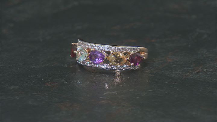 Multi Gemstone 18k Yellow Gold Over Sterliing Silver Ring 1.71ctw Video Thumbnail