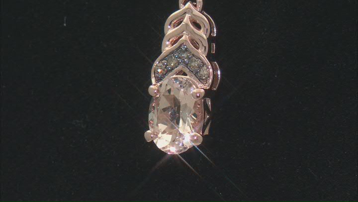 Morganite With Champagne Diamond 18k Rose Gold Over Sterling Silver Pendant With Chain 0.65ctw Video Thumbnail