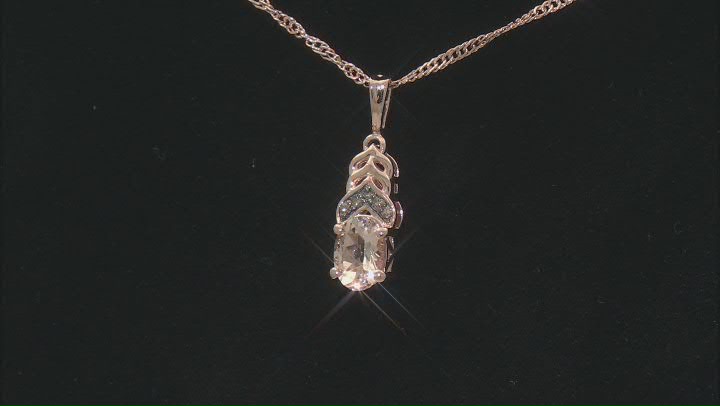 Morganite With Champagne Diamond 18k Rose Gold Over Sterling Silver Pendant With Chain 0.65ctw Video Thumbnail