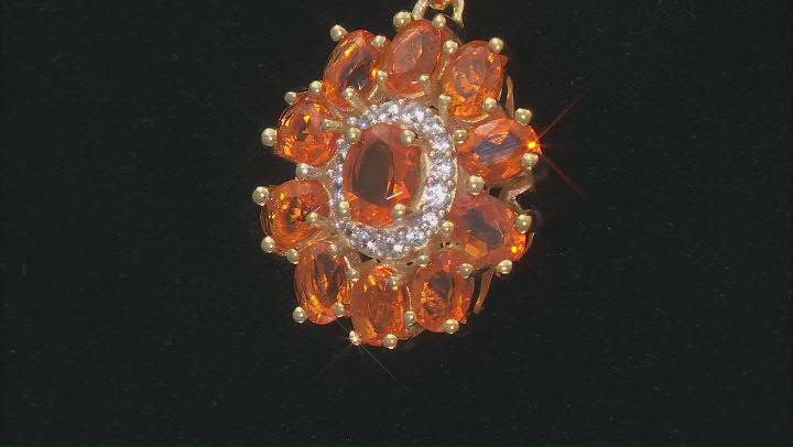 Orange Fire Opal With White Zircon 18k Yellow Gold Over Sterling Silver Pendant With Chain 1.19ctw Video Thumbnail