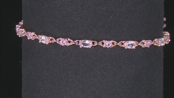 Peach Morganite With Pink Lab Created Sapphire 18k Rose Gold Over Sterling Silver Bracelet 2.04ctw Video Thumbnail