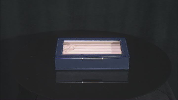 WOLF Medium Ring Box with Window and LusterLoc (TM) in Navy Video Thumbnail