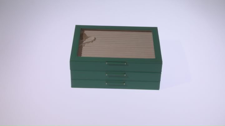 WOLF Large Jewelry Box with Window and LusterLoc (TM) in Malachite Green Video Thumbnail