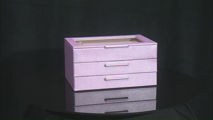 WOLF Medium 3-Tier Jewelry Box with Window and LusterLoc (TM) in Lavender Shimmer Video Thumbnail