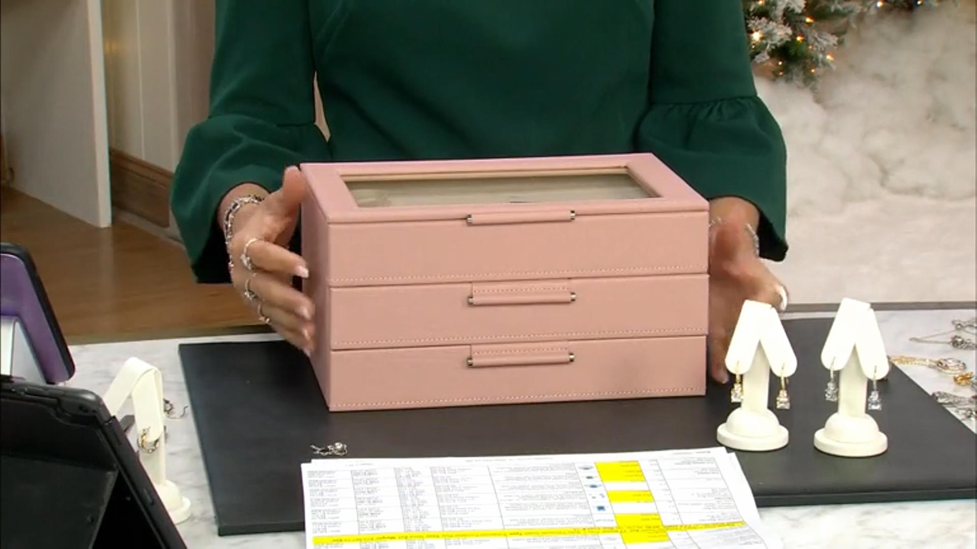 WOLF Medium 3-Tier Jewelry Box with Window and LusterLoc (TM) in Powder Rose Video Thumbnail