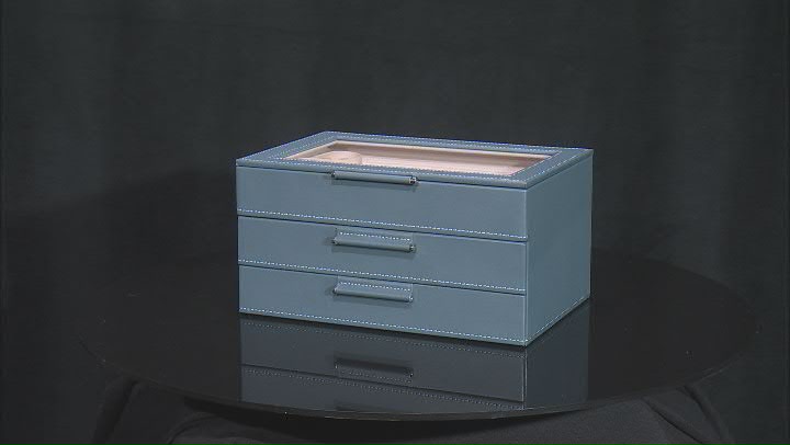 WOLF Medium 3-Tier Jewelry Box with Window and LusterLoc (TM) in Basalt Gray Video Thumbnail