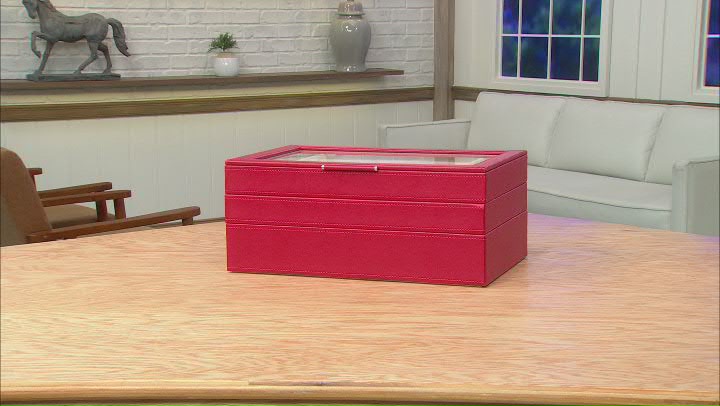 WOLF Stackable Jewelry Box with Window and LusterLoc (TM) in Red Video Thumbnail