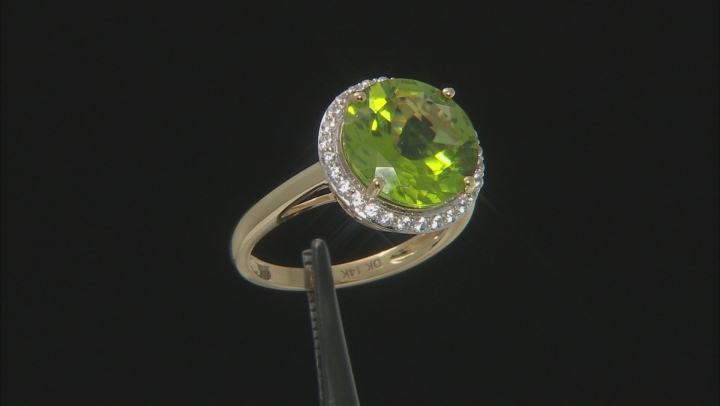 Green Peridot 14k Yellow Gold Ring 6.35ctw Video Thumbnail