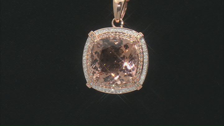 Peach Morganite 14k rose gold pendant with chain 14.38ctw Video Thumbnail