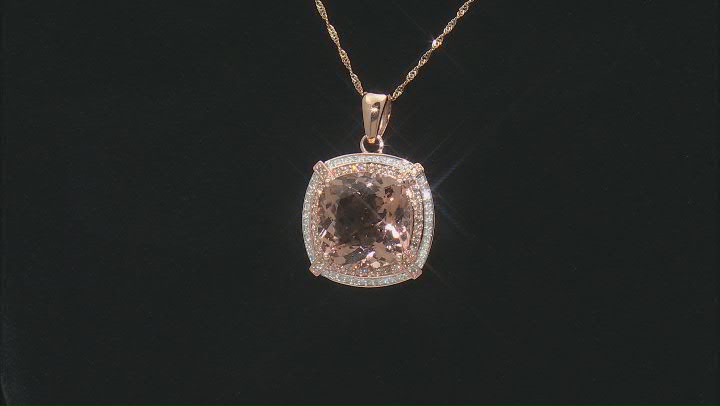 Peach Morganite 14k rose gold pendant with chain 14.38ctw Video Thumbnail