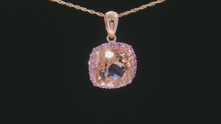 Peach Cor-de-Rosa™ Morganite 14k Rose Gold Pendant With Chain. 9.45ctw Video Thumbnail