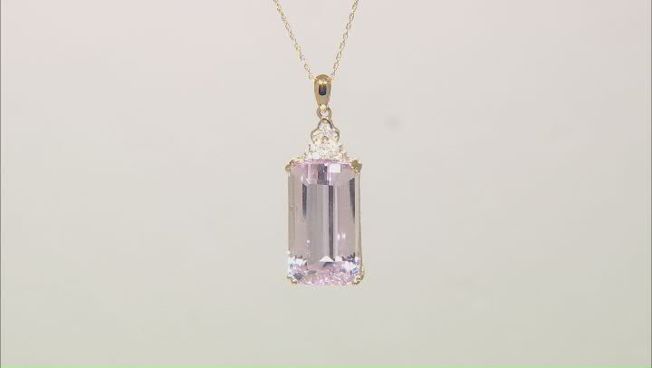 Pink Kunzite 14k Yellow Gold Pendant With Chain 23.70ctw Video Thumbnail