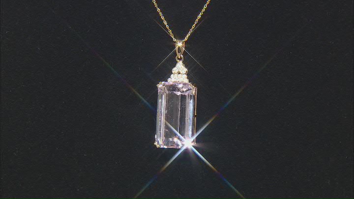 Pink Kunzite 14k Yellow Gold Pendant With Chain 23.70ctw Video Thumbnail