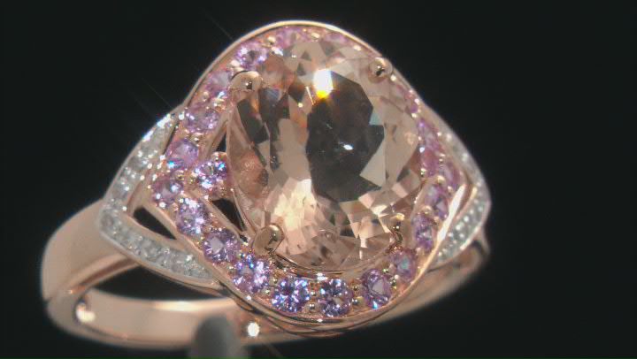 Peach Cor-de-Rosa Morganite 14k Rose Gold Ring 3.69ctw Video Thumbnail