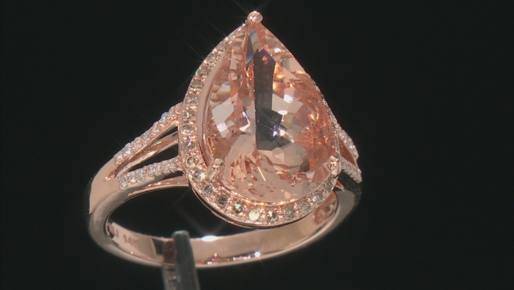 Peach Morganite 14k Rose Gold Ring 4.69ctw Video Thumbnail