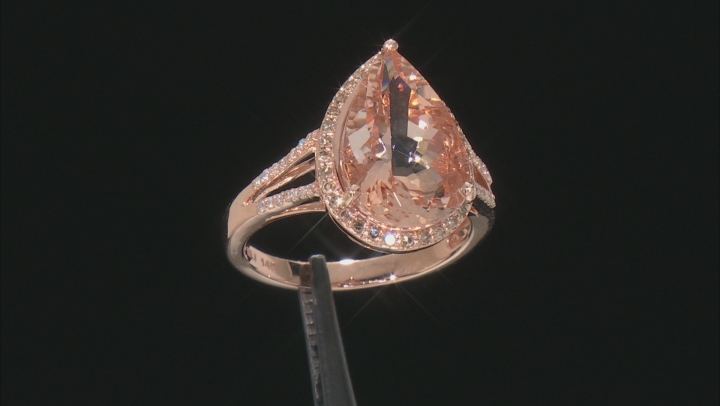 Peach Cor-de-Rosa Morganite 14k Rose Gold Ring 4.69ctw Video Thumbnail
