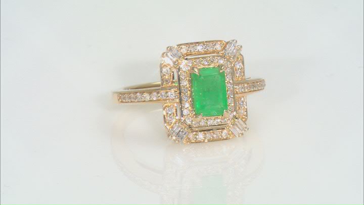 Green Emerald 14k Yellow Gold Ring 1.16ctw Video Thumbnail