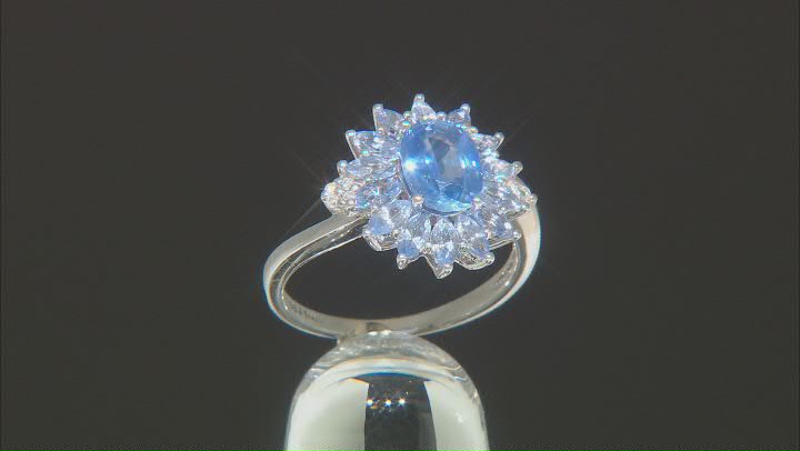 Blue Ceylon Sapphire Rhodium Over 14k White Gold Ring 2.70ctw Video Thumbnail