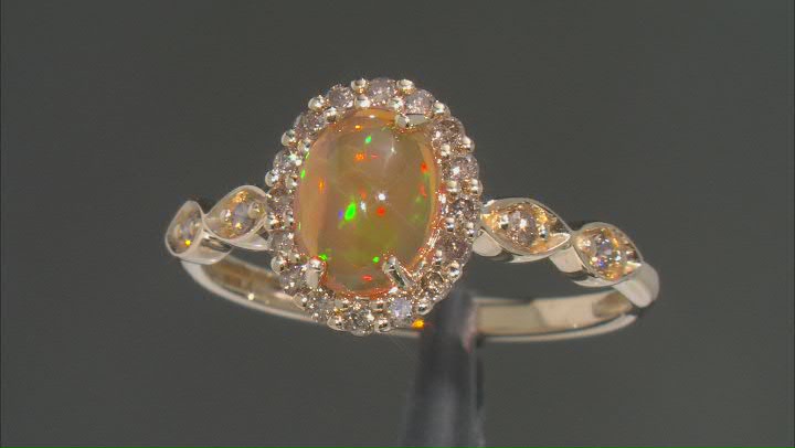 Honey Ethiopian Opal 14k Yellow Gold Ring 0.93ctw Video Thumbnail