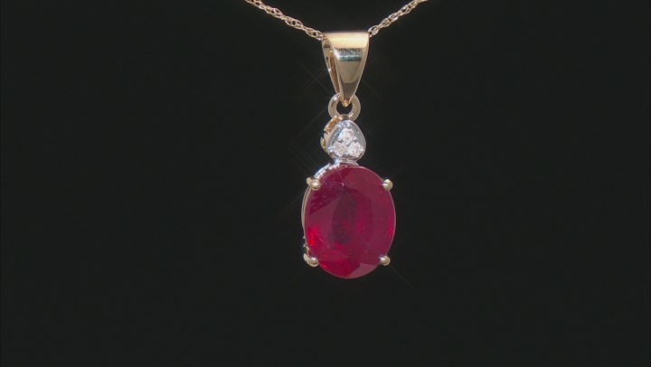 Red Mahaleo® Ruby 14k Yellow Gold Pendant With Chain 2.83ctw Video Thumbnail