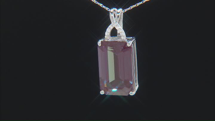 Blue Lab Created Alexandrite Rhodium Over 14k White Pendant With Chain 10.01ctw Video Thumbnail
