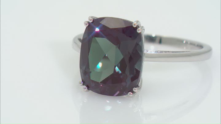 Blue Lab Created Alexandrite Rhodium Over 14k White Gold Ring 5.27ct Video Thumbnail