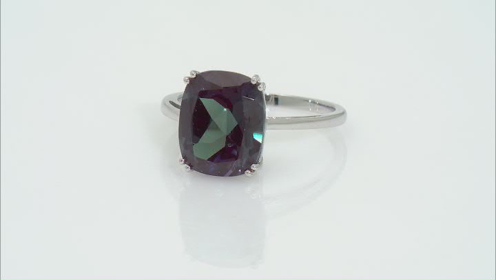 Blue Lab Created Alexandrite Rhodium Over 14k White Gold Ring 5.27ct Video Thumbnail