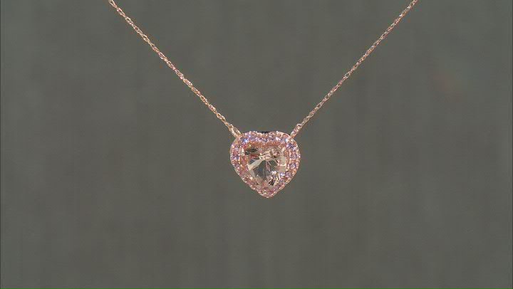 Peach Cor-de-Rosa Morganite 14k Rose Gold Heart Necklace 1.60ctw Video Thumbnail