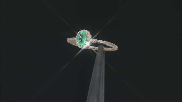 Emerald And White Diamond 14k Yellow Gold Ring 0.46ctw Video Thumbnail
