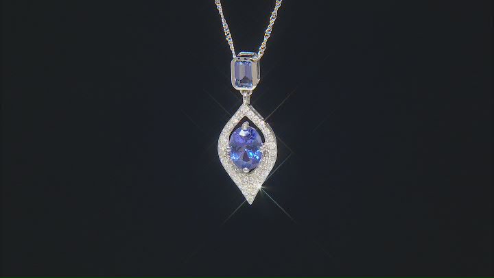 Blue Tanzanite Rhodium Over 14k White Gold Pendant with Chain 2.43ctw Video Thumbnail