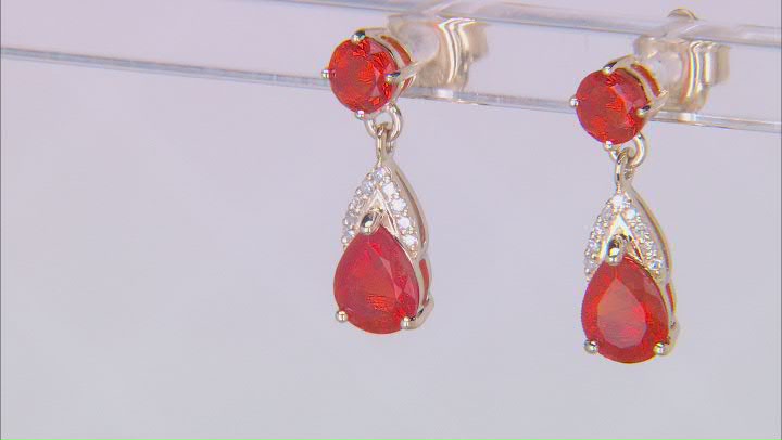 Orange Fire Opal 14k Yellow Gold Dangle Earrings Video Thumbnail