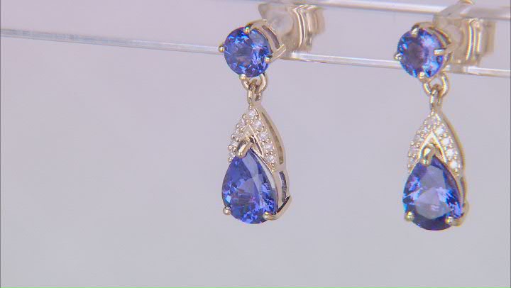 Blue Tanzanite 14k Yellow Gold Dangle Earrings 2.86ctw Video Thumbnail