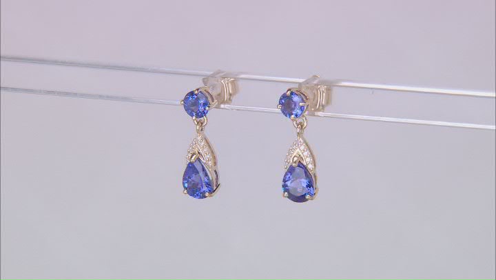 Blue Tanzanite 14k Yellow Gold Dangle Earrings 2.86ctw Video Thumbnail