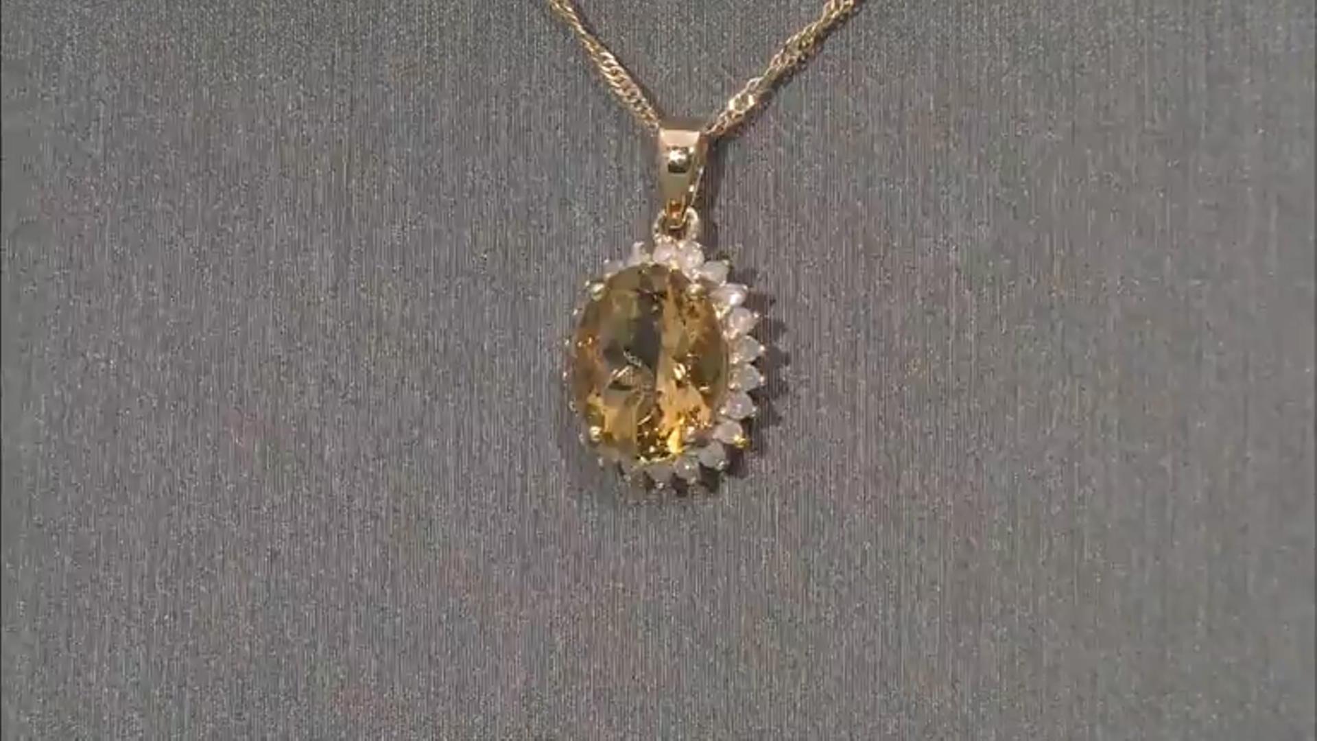 Yellow Beryl With White Diamond 14k Yellow Gold Pendant With Chain 2.08ctw Video Thumbnail