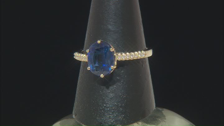 Blue Kyanite With White Diamond 14k Yellow Gold Ring 2.92ctw Video Thumbnail