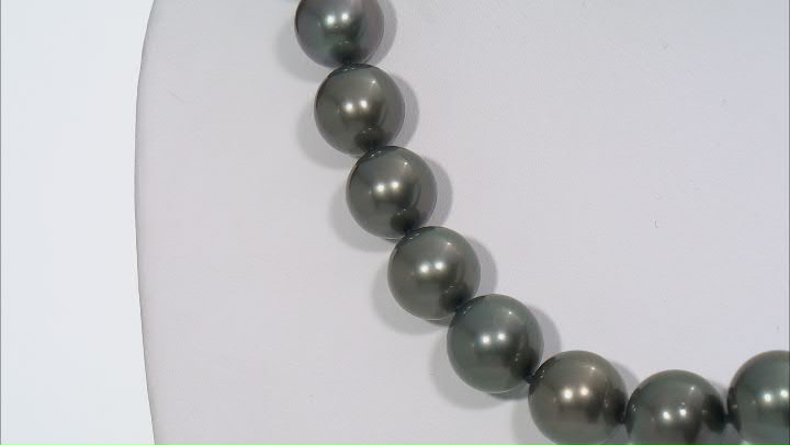 14k yg 12-13.5mm cultured tahitian pearl/wht dia acc strand necklace Video Thumbnail