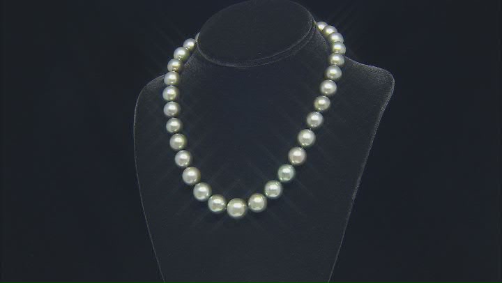 14k wg 12-14.5mm cultured tahitian pearl/wht dia acc strand necklace Video Thumbnail