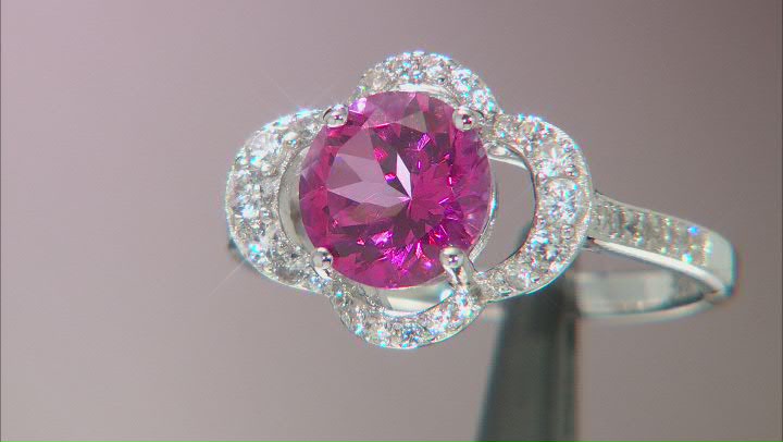 Pink Danburite Rhodium Over Sterling Silver Ring 2.01ctw Video Thumbnail