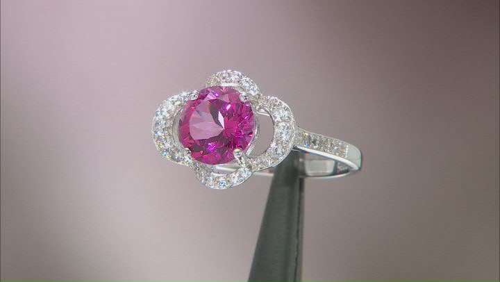 Pink Danburite Rhodium Over Sterling Silver Ring 2.01ctw Video Thumbnail
