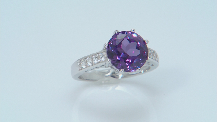 Purple Lab Created Color Change Sapphire Rhodium Over Silver Ring 4.88ctw Video Thumbnail