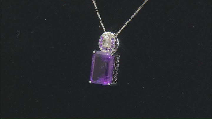 Purple Amethyst Sterling Silver Pendant With Chain 7.22ctw Video Thumbnail